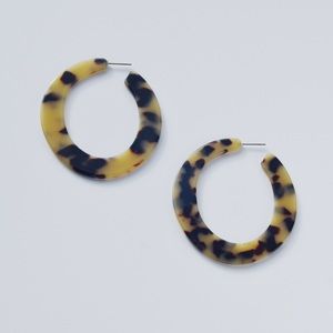 Large Tortoise C Shape Resin Hoop Earrings